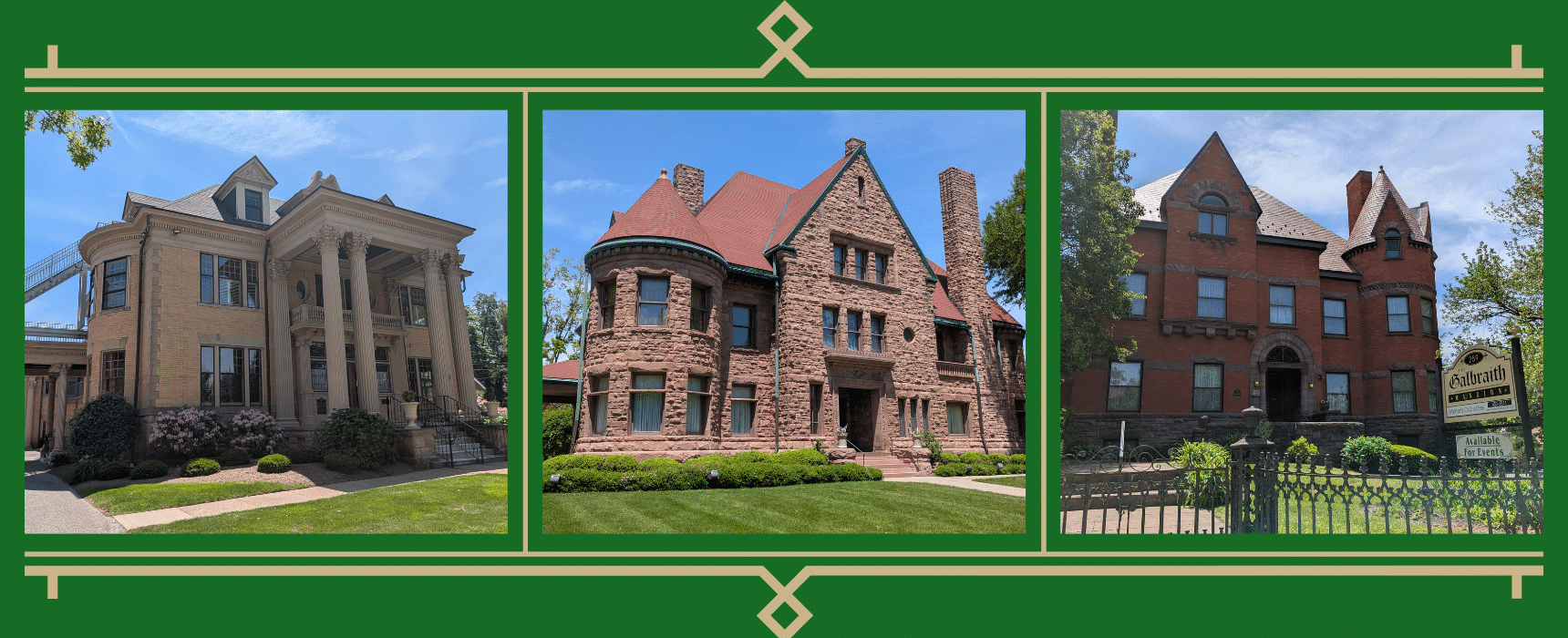 Photo Collage of three mansions on Millionaires Row in Erie, Pa