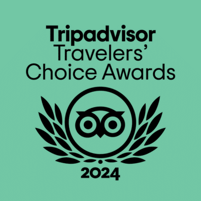Tripadviser 2024 Travelers Choice Award Logo black with green background