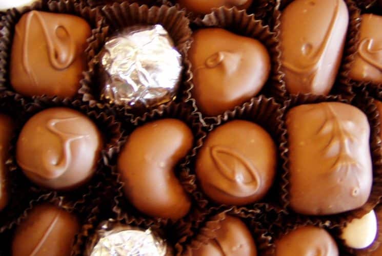 Close up view of assorted chocolates
